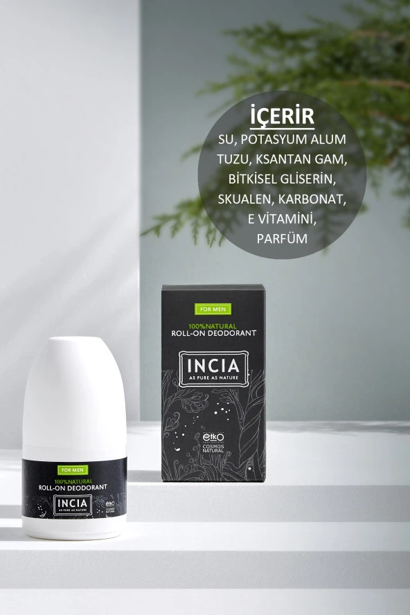 INCIA %100 Doğal Roll On Deodorant Erkeler İçin Ter Kokusu Önleyici Lekesiz 50 ml - 4