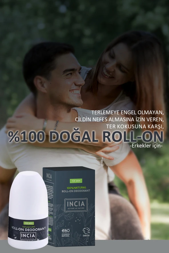 INCIA %100 Doğal Roll On Deodorant Erkeler İçin Ter Kokusu Önleyici Lekesiz 50 ml - 6