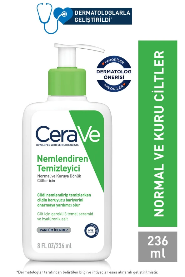 CERAVE Nemlendiren Temizleyici Normal & Kuru Ciltler Yüz Vücut 236 Ml