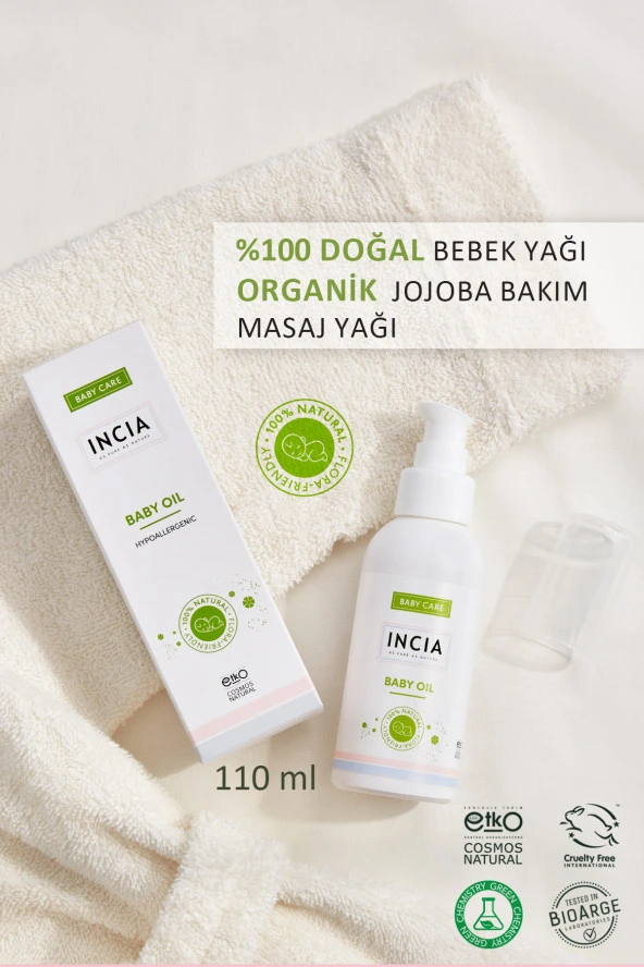 INCIA %100 Doğal Bebek Yağı Organik Jojoba Bakım Masaj Yağı Parafinsiz Bitkisel Vegan 110 ml - 2