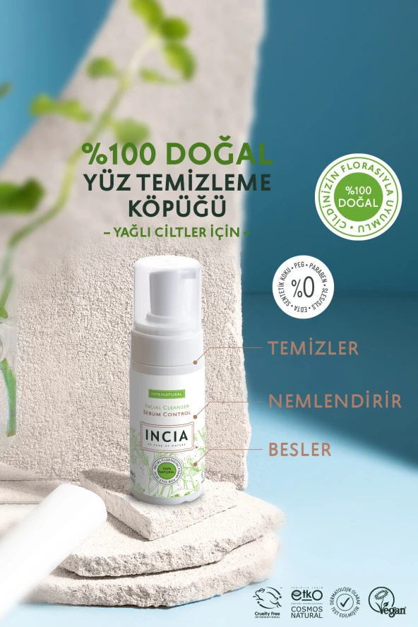 INCIA %100 Doğal İpeksi Yüz Temizleme Köpüğü Makyaj Akne Siyah Nokta Sivilce Yağlı Ciltler Vegan 125 ml - 6