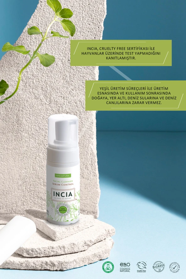 INCIA %100 Doğal İpeksi Yüz Temizleme Köpüğü Makyaj Akne Siyah Nokta Sivilce Yağlı Ciltler Vegan 125 ml - 7