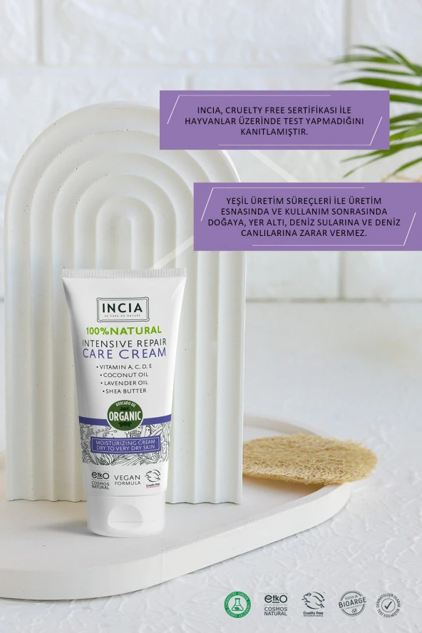 INCIA %100 Doğal Onarıcı Bakım Kremi Yoğun Nemlendirici Cilt Bakım Lavanta Avokado Shea Vegan 50 ml - 7
