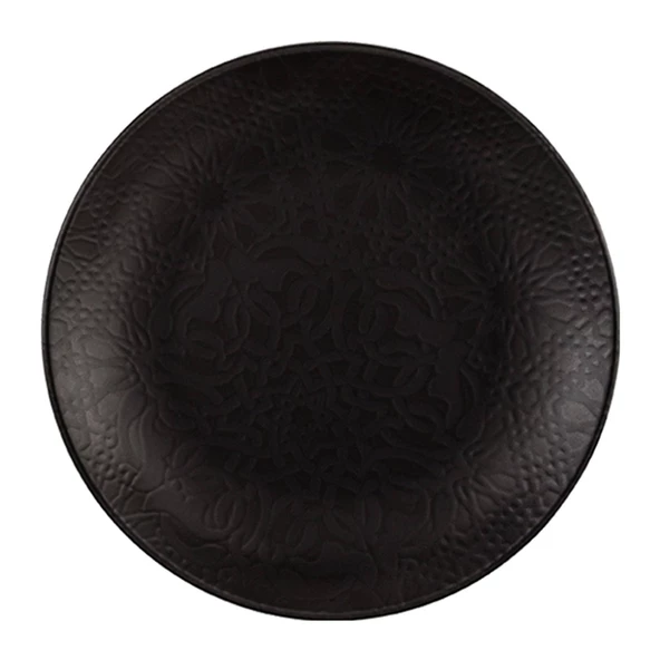 GÜRAL PORSELEN Ent Otel 27 Cm Bone Servis Tabağı Siyah Mat - Resim 4