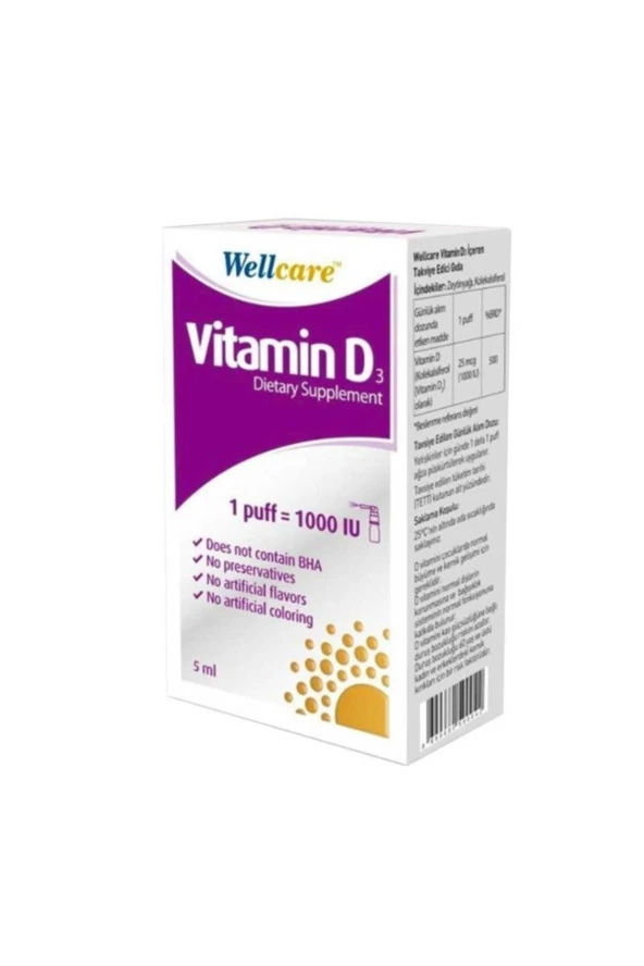 Wellcare Vitamin D3 1000 IU 5 ml ürün görseli