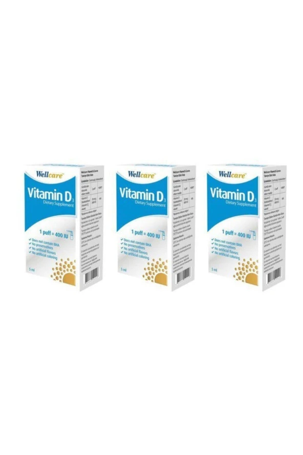 Wellcare Vitamin D3 400 IU 5 ml 3 Kutu