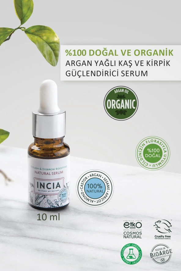 INCIA %100 Doğal Kaş Ve Kirpik Güçlendirici Serum Bitkisel Yoğunlaştırıcı Yoğun Bakım Yağı Vegan 10 ml - 2