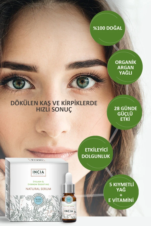 INCIA %100 Doğal Kaş Ve Kirpik Güçlendirici Serum Bitkisel Yoğunlaştırıcı Yoğun Bakım Yağı Vegan 10 ml - 5