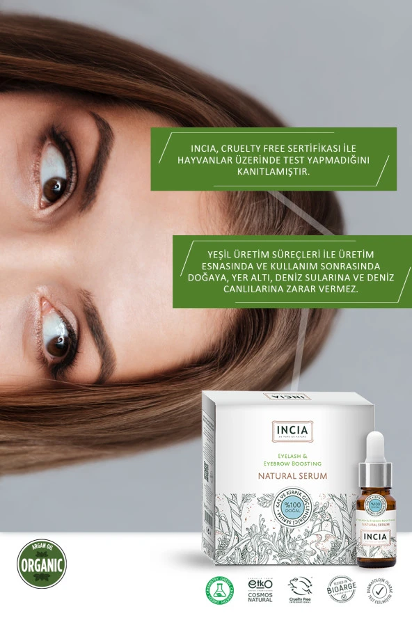 INCIA %100 Doğal Kaş Ve Kirpik Güçlendirici Serum Bitkisel Yoğunlaştırıcı Yoğun Bakım Yağı Vegan 10 ml - 7
