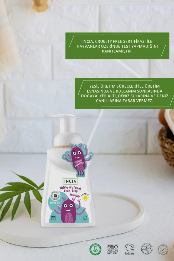 INCIA %100 Doğal Köpük Kastil Sabunu Çocuklar İçin Zeytinyağlı 10 Bitkisel Değerli Yağ Vegan 200 ml - 7