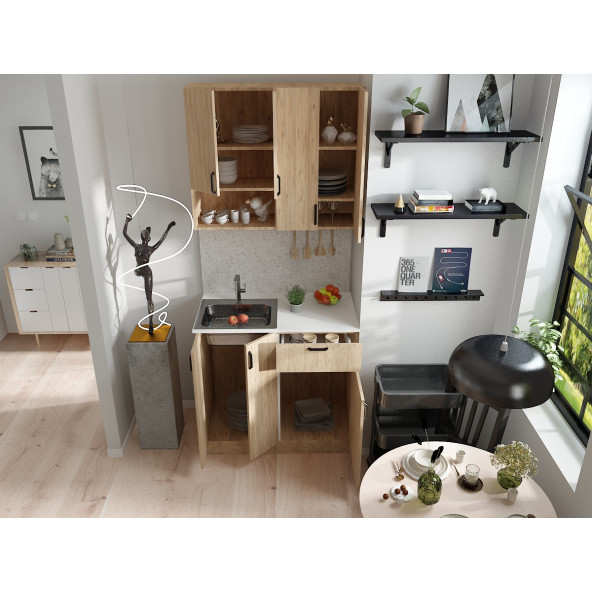 Ahşap Gövde -Mutfak Dolabı Alt -Üst Modül - 3