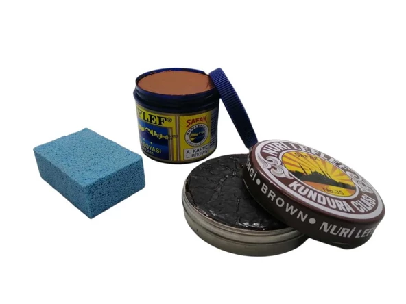 LefLef 3 lü Ayakkabı Bakım Seti (Boya,Cila,Sünger) - 2