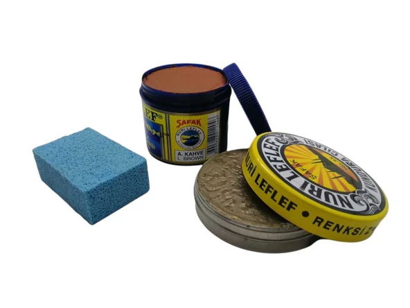 LefLef 3 lü Ayakkabı Bakım Seti (Boya,Cila,Sünger) - 3