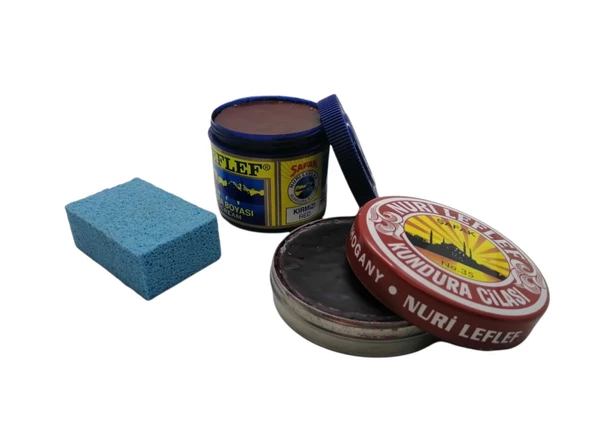 LefLef 3 lü Ayakkabı Bakım Seti (Boya,Cila,Sünger) - 12