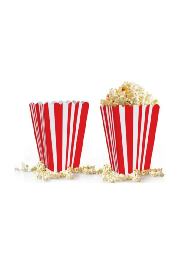 Popcorn (mısır Kutusu) Kırmızı Çizgili 10 lu