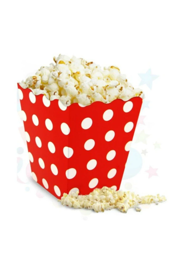 Popcorn (mısır Kutusu) Kırmızı Puantiyeli 10  Lu