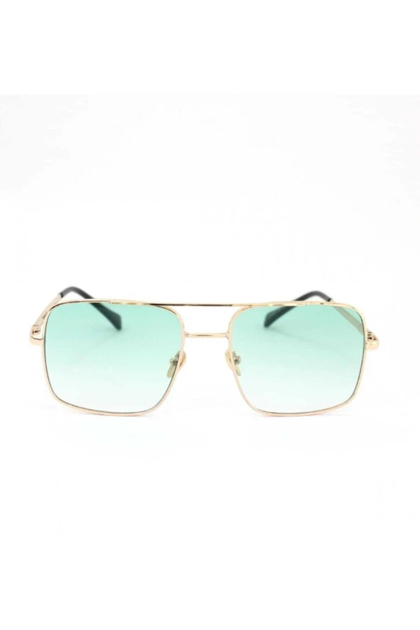 Unisex Kare Güneş Gözlügü Gold Metal Çerçeveli Yeşil Degrade Camlı