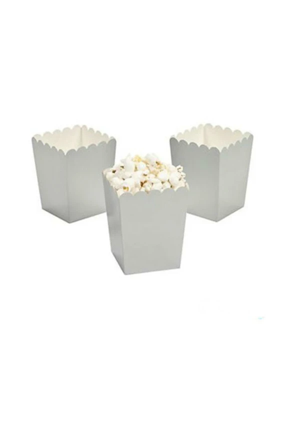 Popcorn (mısır Kutusu) Düz Gümüş 10 lu