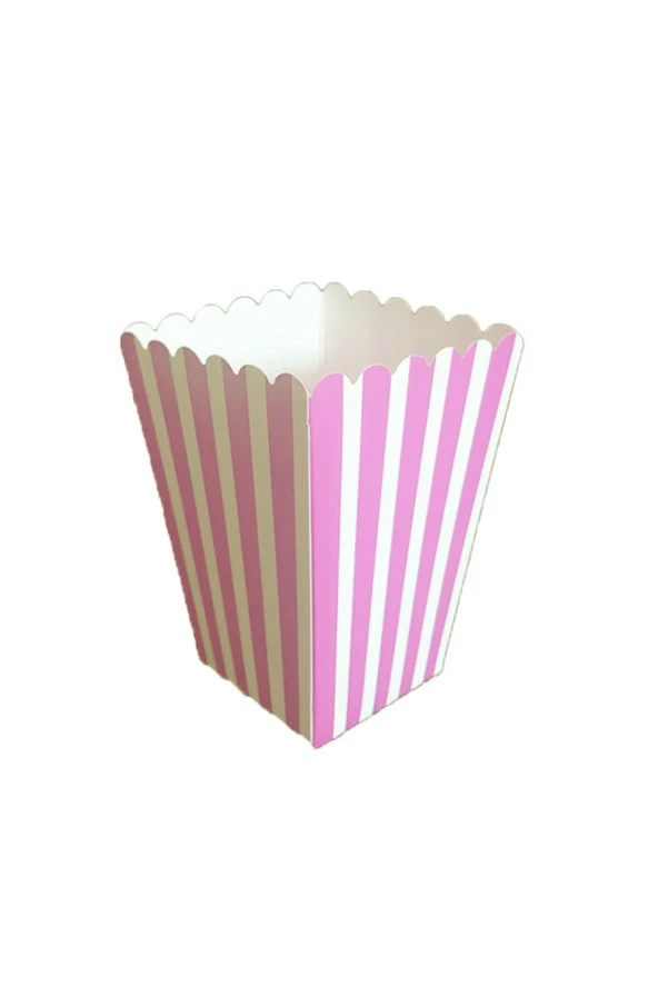 Popcorn (Mısır Kutusu) Pembe Çizgili 10 lu