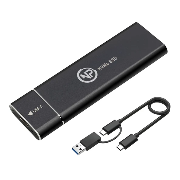 NPO DK02 NVMe M.2  USB-A/Type-C Kablolu Taşınabilir Harici SSD için Boş Kutu - Resim 2