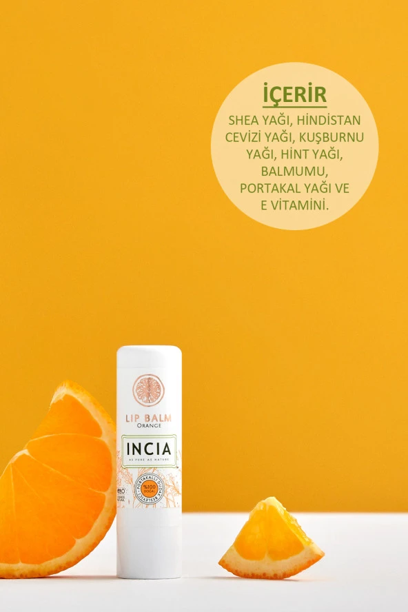 INCIA %100 Doğal Dudak Besleyici Portakal Bitkisel Nemlendirici Dudak Bakım Kremi 6 G - 4