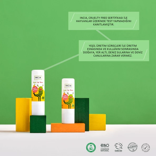 INCIA %100 Doğal Kids Dudak Besleyici Limonlu Bitkisel Nemlendirici Dudak Bakım Kremi 6 G - 7