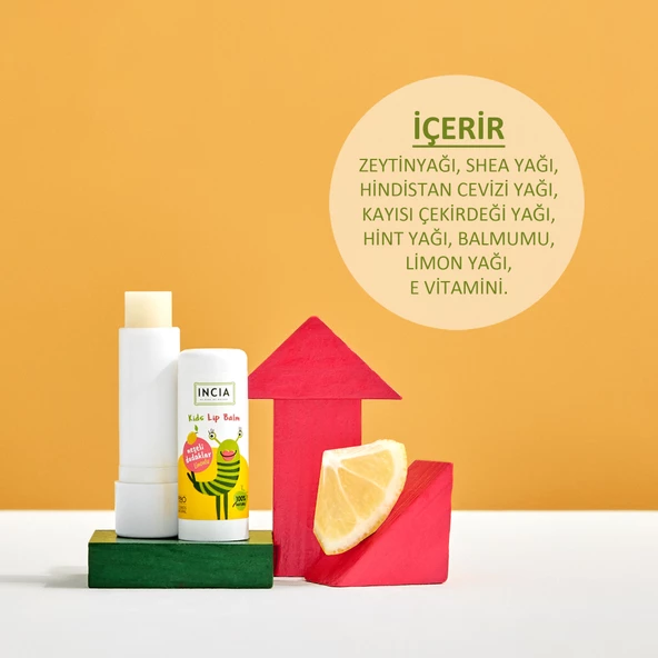 INCIA %100 Doğal Kids Dudak Besleyici Limonlu Bitkisel Nemlendirici Dudak Bakım Kremi 6 G - 4