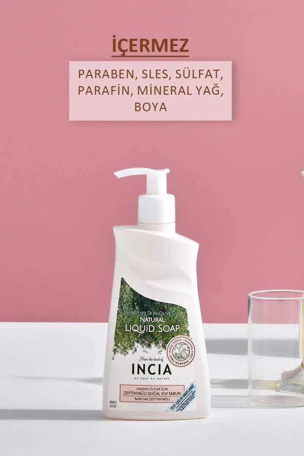 INCIA %100 Doğal Sıvı Kastil Sabunu Hassas Ciltler İçin Zeytinyağlı 10 Bitkisel Değerli Yağ Vegan 250 ml - 3