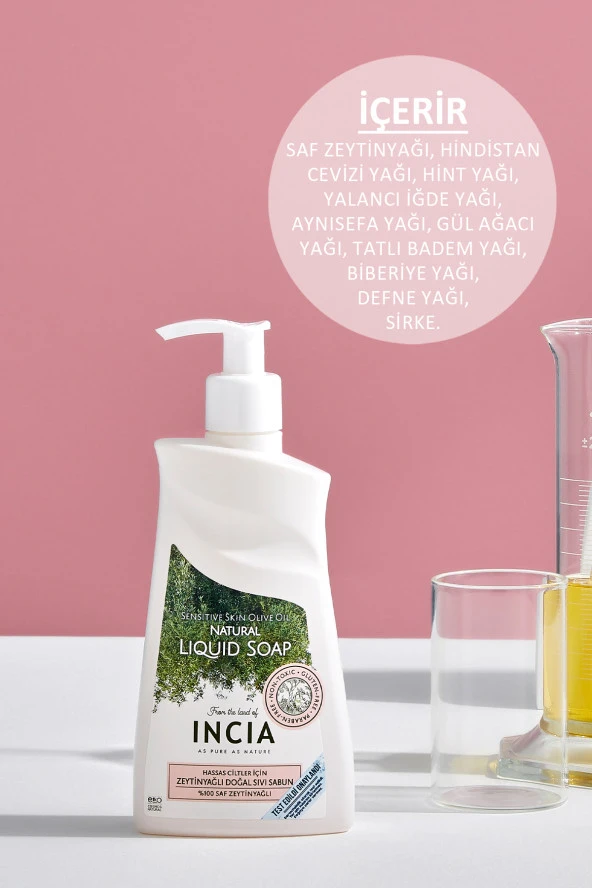 INCIA %100 Doğal Sıvı Kastil Sabunu Hassas Ciltler İçin Zeytinyağlı 10 Bitkisel Değerli Yağ Vegan 250 ml - 4