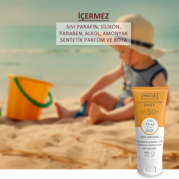 INCIA %100 Doğal Bebek Güneş Kremi Leke Karşıtı Mineral Filtreli Yüksek Koruma SPF50 UVA UVB 50 ml - 3
