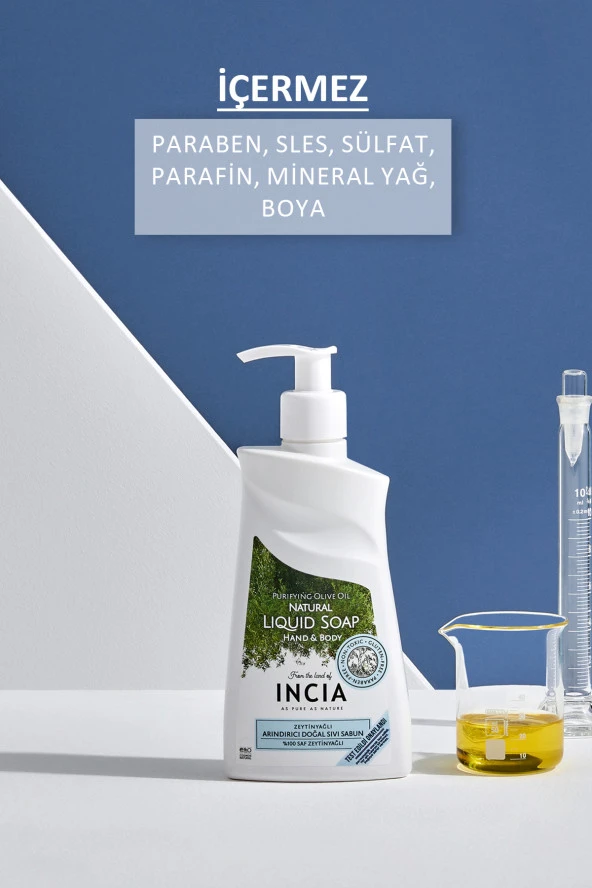 INCIA %100 Doğal Sıvı Kastil Sabunu Arındırıcı Zeytinyağlı 10 Bitkisel Değerli Yağ Vegan 250 ml - 3