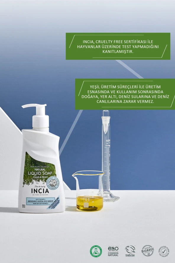 INCIA %100 Doğal Sıvı Kastil Sabunu Arındırıcı Zeytinyağlı 10 Bitkisel Değerli Yağ Vegan 250 ml - 7