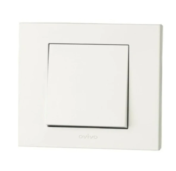 Ovivo Beyaz Tekli Anahtar Çerçevesiz Grano