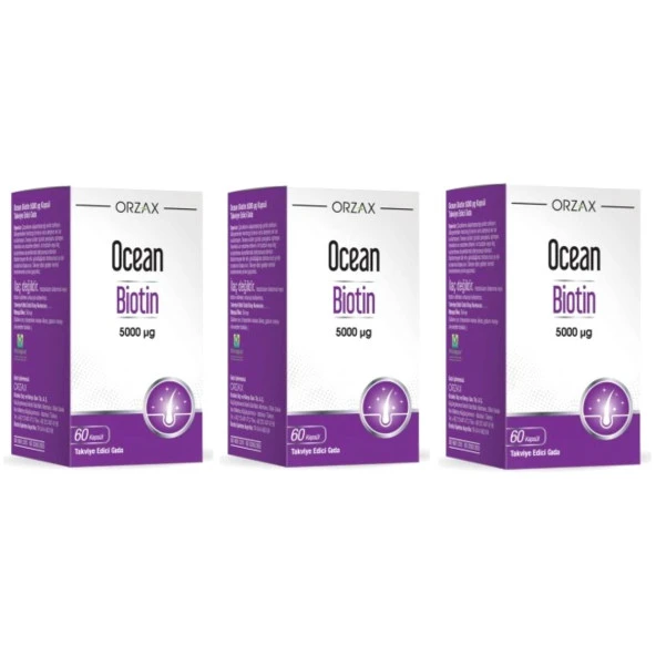 Ocean Biotin 5000 mcg 60 Kapsül 3 Kutu