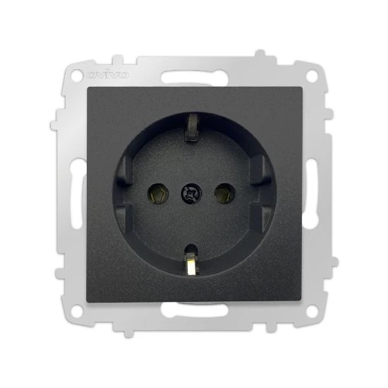 Ovivo Metalik Siyah Topraklı Priz Çerçevesiz Grano ürün görseli