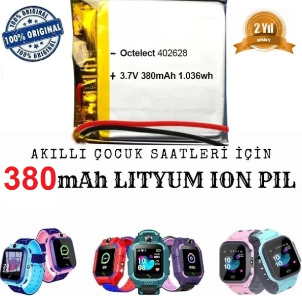 380 Mah Twox Q19 Akıllı Çocuk Saat Telefon Batarya - Pil 3.7v 380mah 582728 pil