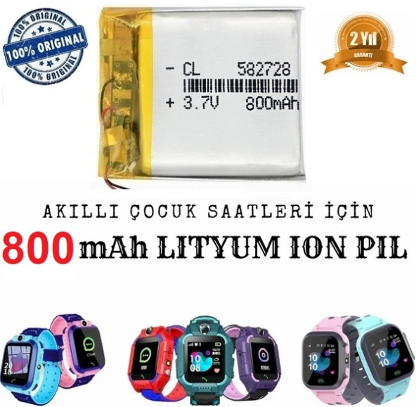 Day Akıllı Çocuk Saat Batarya - Pil 3.7v 800mah 582728 pil ürün görseli 1
