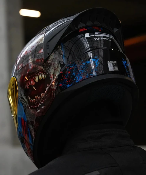 LS2 Rapıd 2 Race Zombıe Fullface Motosiklet Kaskı Kırmızı Camlı - 5