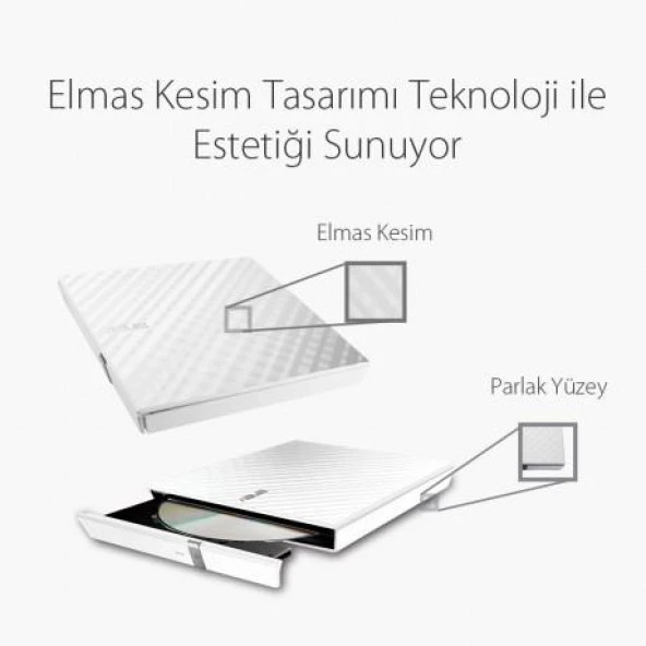 Asus 8x SDRW-08D2S-U USB 2.0 Slim Harici DVD Yazıcı Beyaz - 5