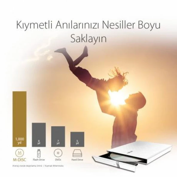 Asus 8x SDRW-08D2S-U USB 2.0 Slim Harici DVD Yazıcı Beyaz - 6
