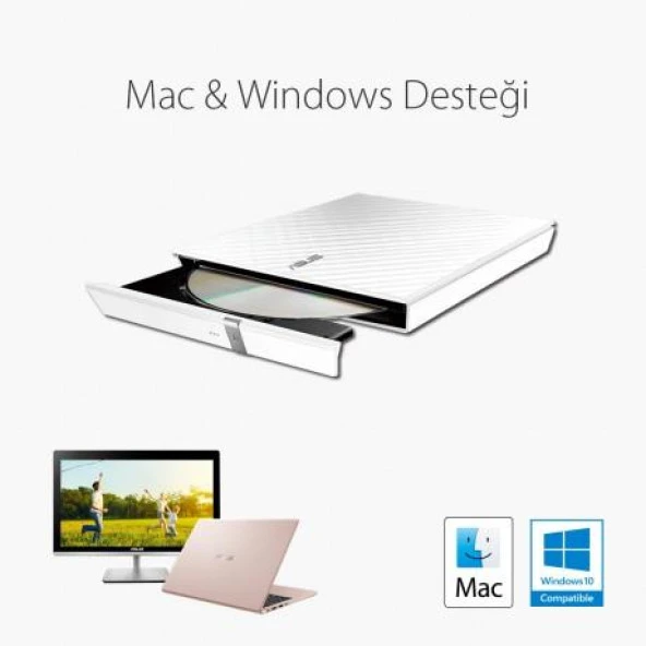 Asus 8x SDRW-08D2S-U USB 2.0 Slim Harici DVD Yazıcı Beyaz - 7