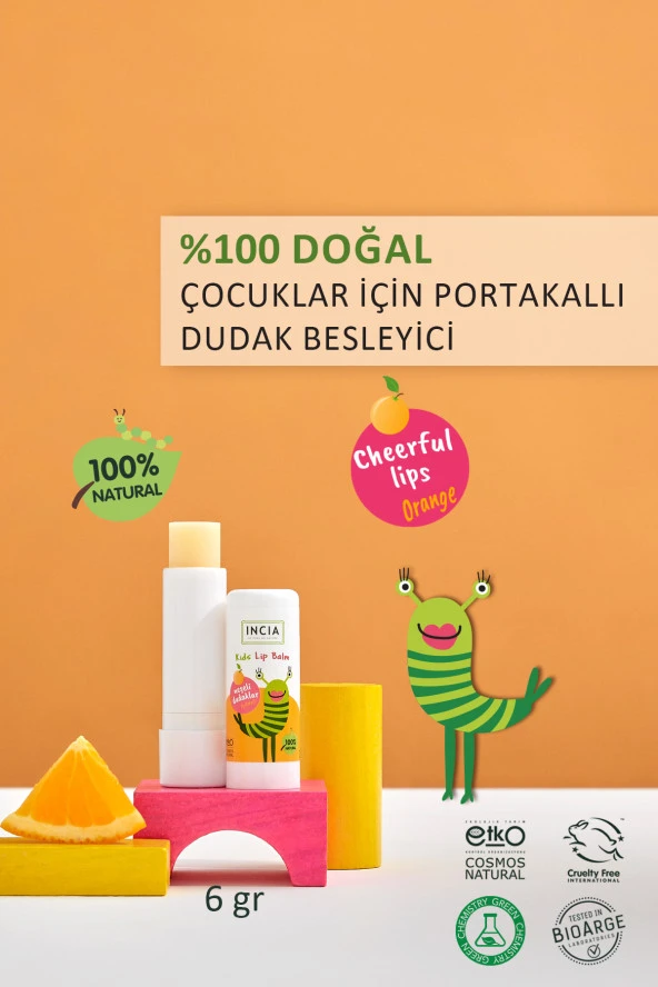 INCIA %100 Doğal Kids Dudak Besleyici Portakal Bitkisel Nemlendirici Dudak Bakım Kremi 6 G - 2