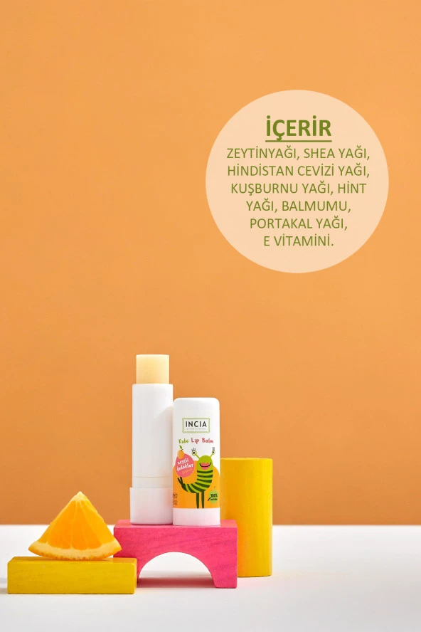 INCIA %100 Doğal Kids Dudak Besleyici Portakal Bitkisel Nemlendirici Dudak Bakım Kremi 6 G - 4