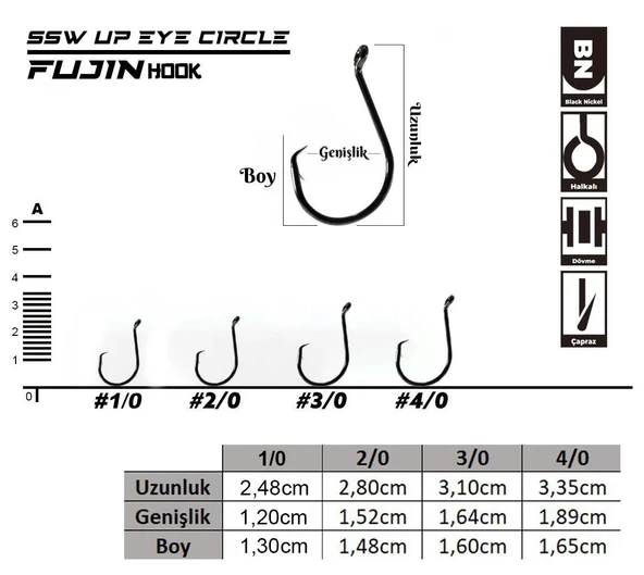 Fujin SSW Up Eye Circle Delikli Yemli Kancası - 2