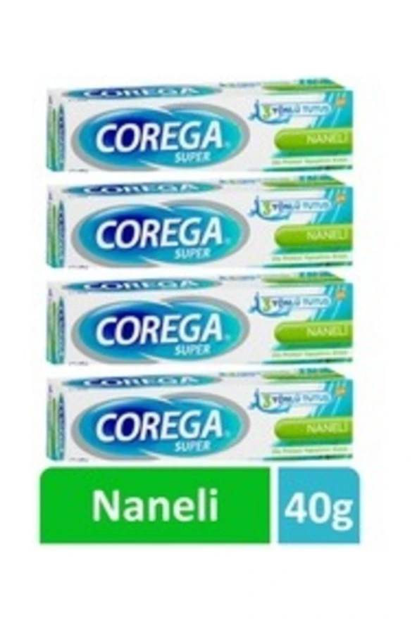 Corega Süper Protez Yapıştırıcı Naneli Krem 40 gr 4 Kutu