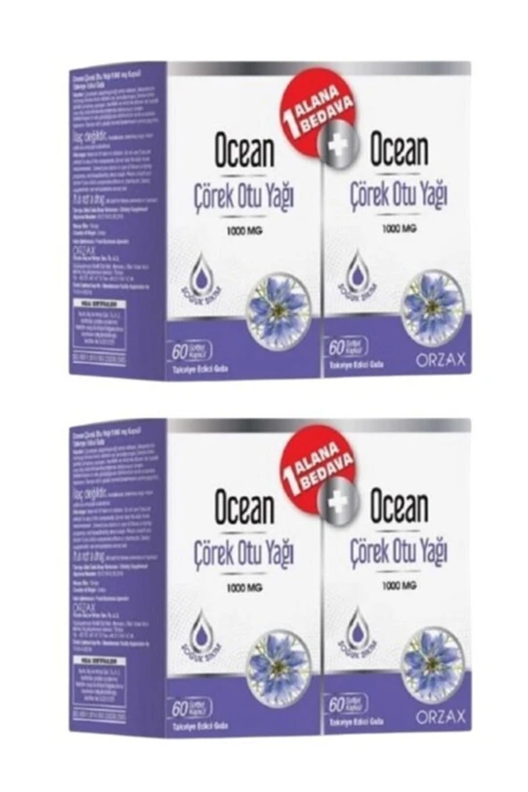 Ocean Çörek Otu Yağı 1000 mg 60 Kapsül - 1+1 Kofre Paket 2 Kutu
