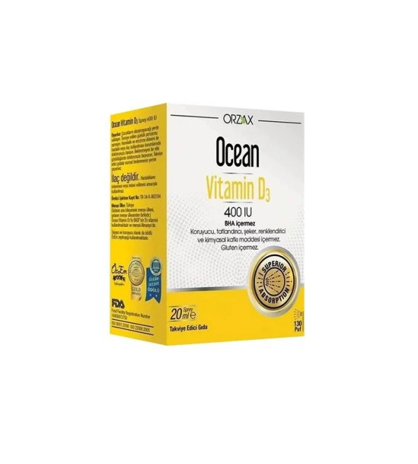 Orzax Ocean Vitamin D3 400 IU Sprey 20 ML