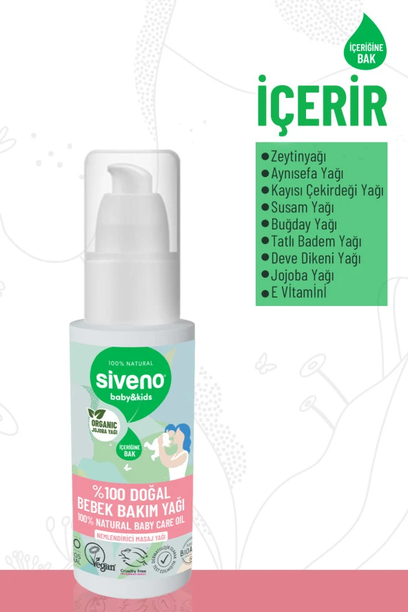 Siveno 100 Doğal Bebek Yağı Organik Jojoba Bakım Masaj Yağı Parafinsiz Bitkisel Vegan 50 ml - 4