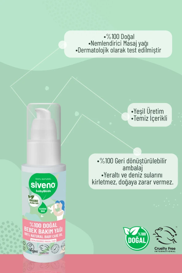 Siveno 100 Doğal Bebek Yağı Organik Jojoba Bakım Masaj Yağı Parafinsiz Bitkisel Vegan 50 ml - 6