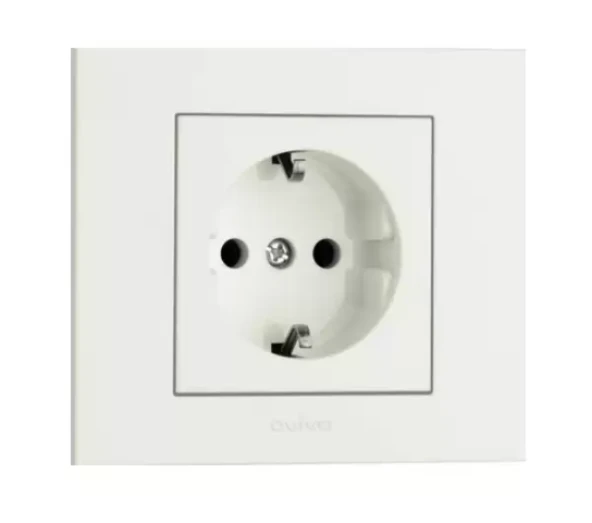 Ovivo Beyaz Topraklı Kapaklı Priz Çerçevesiz Grano